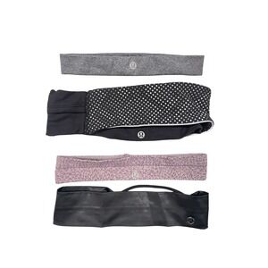 Lululemon Headbands Lot of 4 Assorted Colors Sparkle Floral Black Yoga Fitness